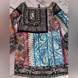 LAPIS SMALL Colorful Paisley and Floral Long Sleeve Dress